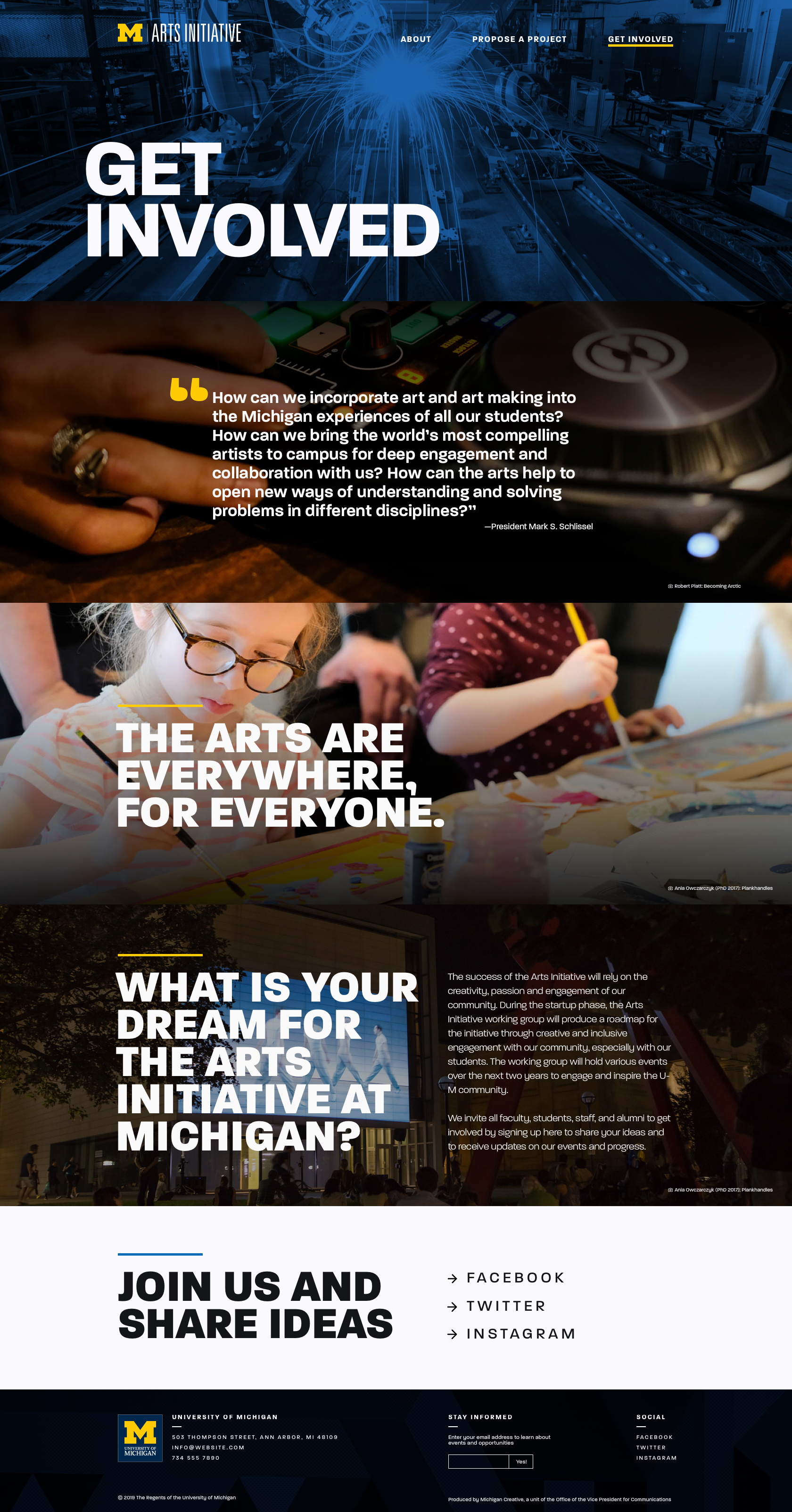 Get involved page of the arts initiative