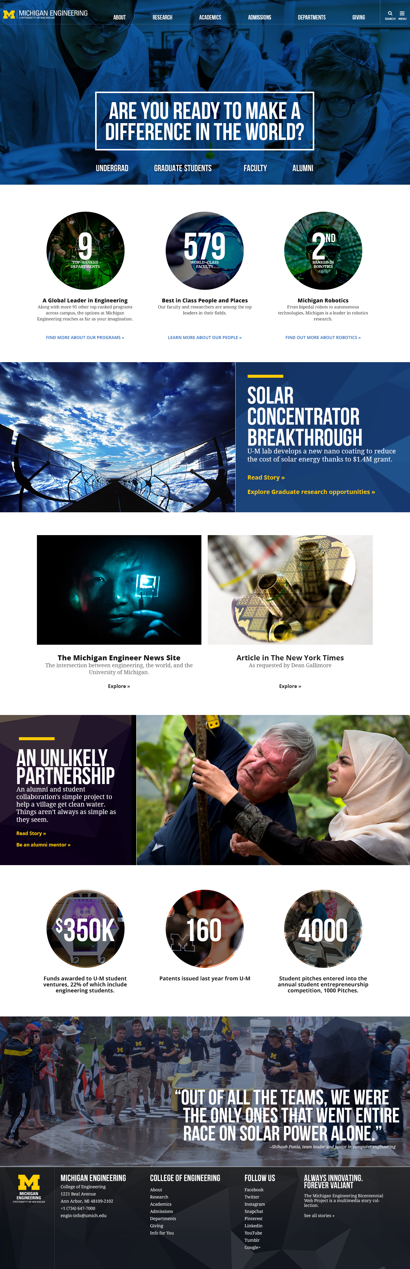 Home page of University of Michigan College of Engineering