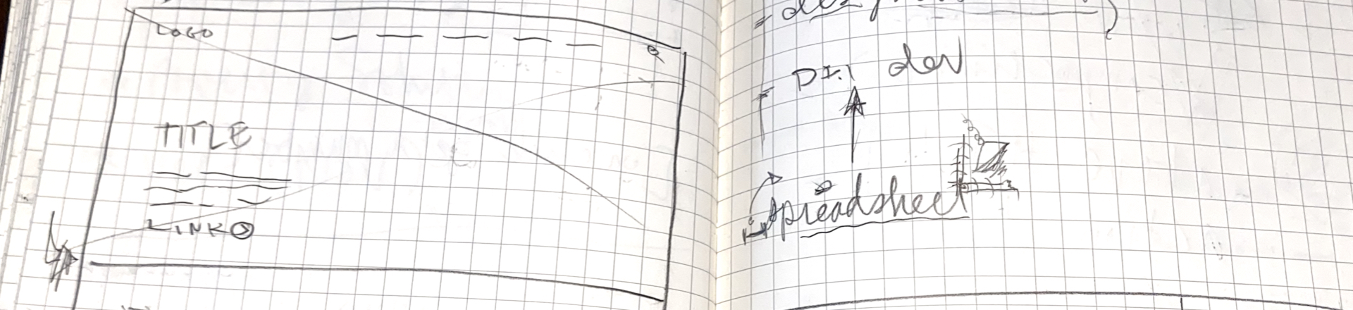 an image of a rough wireframe drawn in a notebook